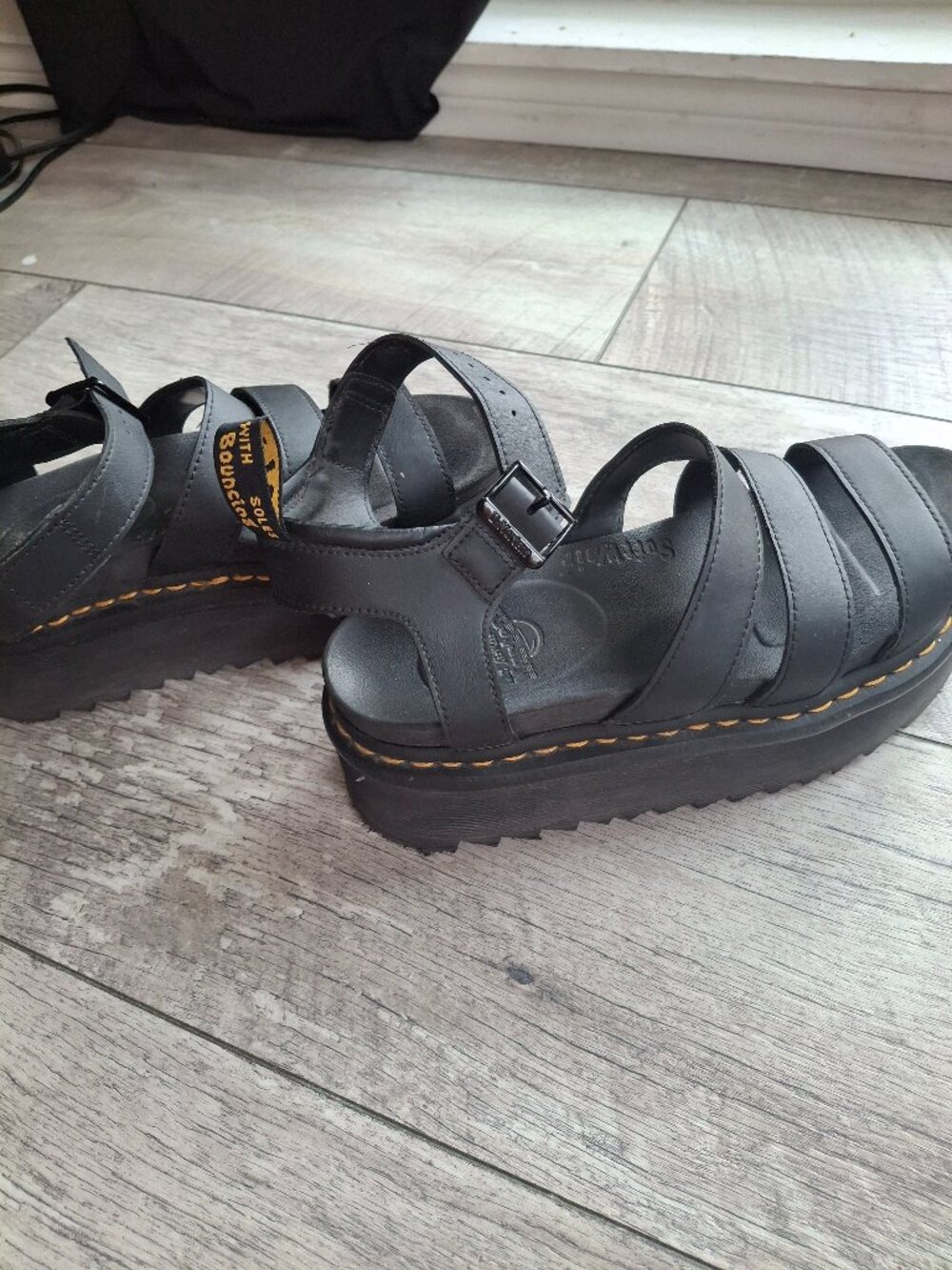 Dr. Martens Black Leather Chunky Platform Fisherman Sandals
